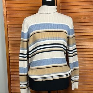 Marsh Landing Cream Ribbed Sweater with Light Blue Label